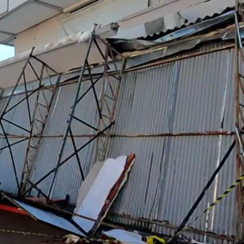 Chuva causa estragos em Goiânia e derruba fachadas de estabelecimentos comerciais