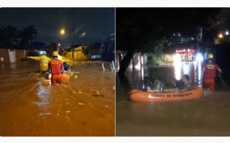 Chuvas fortes causam alagamentos e deixam pessoas ilhadas em Goiânia