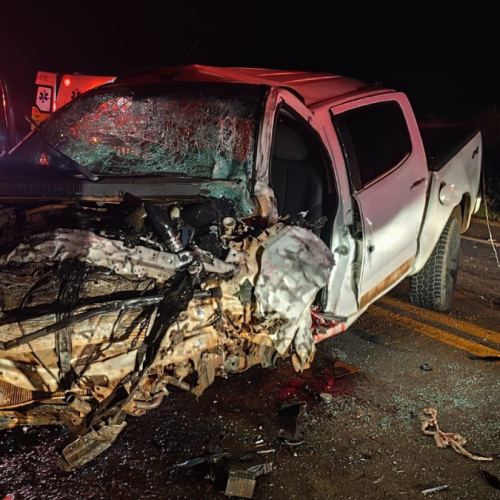 Acidente envolvendo duas caminhonetes deixa 2 mortos na BR-414, em Abadiânia